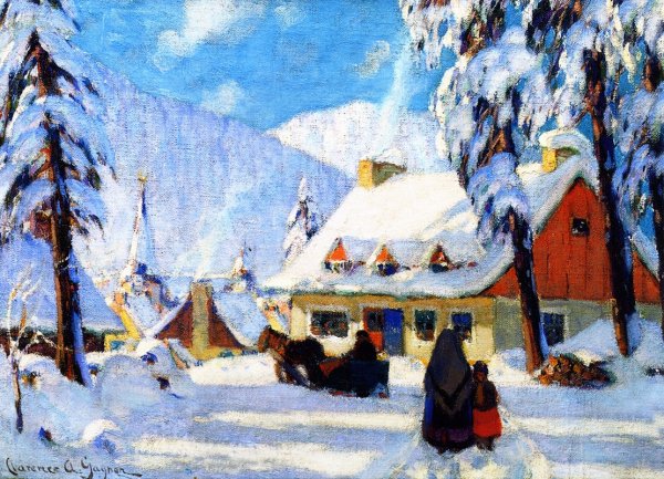 Main Product Photo of Winter in the Laurentians, Quebec Painting by Clarence Gagnon