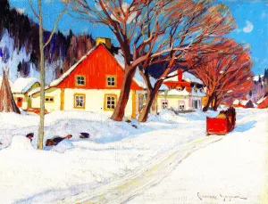 Winter Landscape, Baie-Saint-Paul by Clarence Gagnon - Oil Painting Reproduction