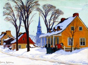Winter Morning, Baie-Saint-Paul Oil painting by Clarence Gagnon