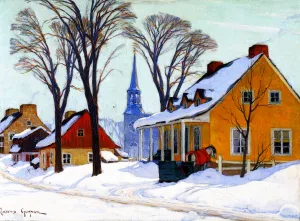 Winter Morning, Baie-Saint-Paul by Clarence Gagnon - Oil Painting Reproduction
