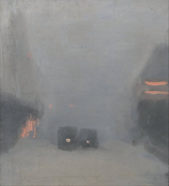 Passing trams  by Clarice Beckett - Hand-Painted Oil Painting Reproduction