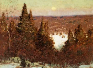 December Moonrise by Clark G. Voorhees - Oil Painting Reproduction