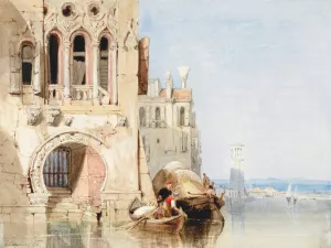 A capriccio scene, Venice by Clarkson Stanfield Oil Painting