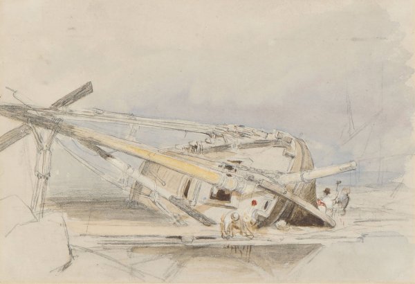 Boat Careened  by Clarkson Stanfield - Hand-Painted Oil Painting Reproduction