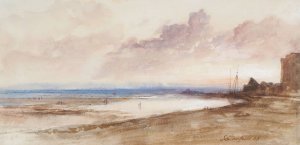 On The Shore, Sunset by Clarkson Stanfield Oil Painting