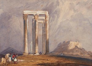 The Temple of Jupiter Olympus, Athens by Clarkson Stanfield Oil Painting