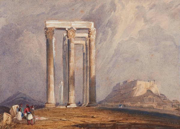 The Temple of Jupiter Olympus, Athens  by Clarkson Stanfield - Hand-Painted Oil Painting Reproduction