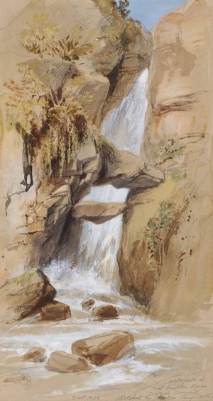Waterfall, St Knighton's Kieve, Tintagel, Cornwall by Clarkson Stanfield Oil Painting