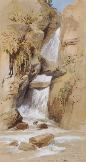Waterfall, St Knighton's Kieve, Tintagel, Cornwall by Clarkson Stanfield Oil Painting