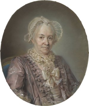 An Elderly Lady In A Mauve Silk Dress by Claude Bornet Oil Painting