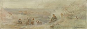 Paysage - Repos sous les arbres by Claude Charles Bourgonnier Oil Painting