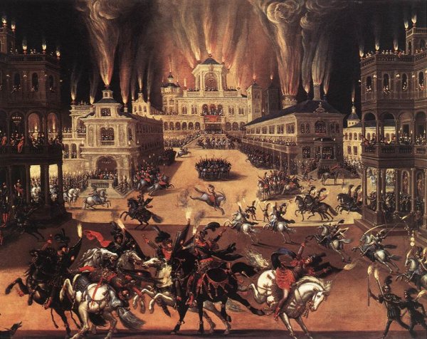 Fire Detail by Claude Deruet - Hand-Painted Oil Painting Reproduction