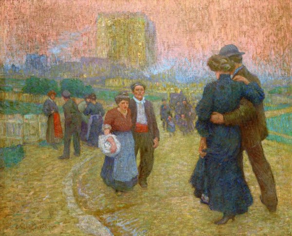 Evening Walk, Two Worlds by Claude-Emil Schuffenecker - Hand-Painted Oil Painting Reproduction
