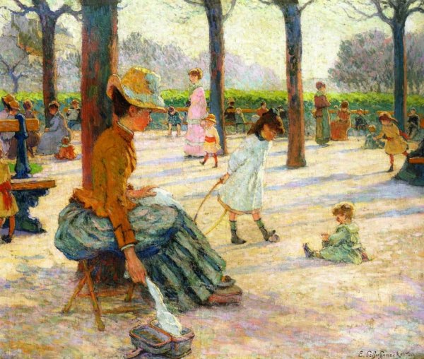The Square at Luxembourg Park by Claude-Emil Schuffenecker - Hand-Painted Oil Painting Reproduction