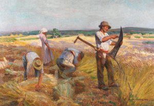 The Wheat Harvest by Claude Firmin Oil Painting
