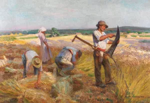 The Wheat Harvest by Claude Firmin Oil Painting