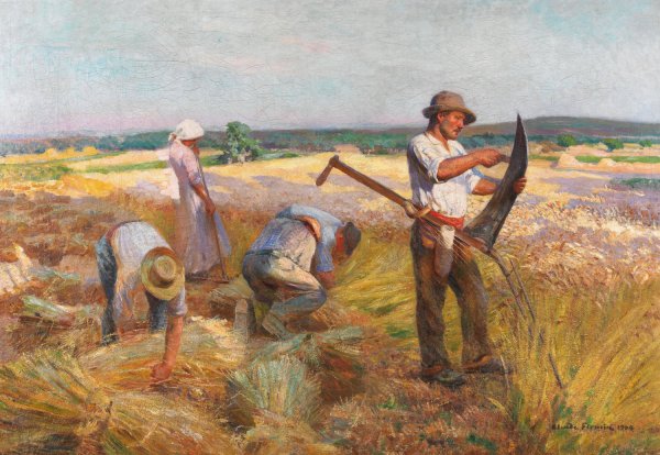 The Wheat Harvest  by Claude Firmin - Hand-Painted Oil Painting Reproduction