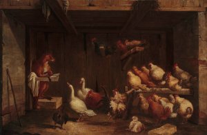 Fox preaching to birds by Claude Gillot Oil Painting
