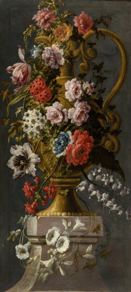 Main Product Photo of Fleurs dans un vase en bronze Painting by Claude Huilliot