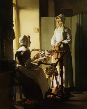 Early Morning Conversation Oil painting by Claude Joseph Bail