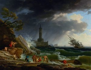 A Storm on a Mediterranean Coast by Claude-Joseph Vernet Oil Painting
