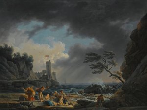 A Stormy Coastal Scene With Figures On A Beach Having Escaped A Shipwreck Engraved By Klauber by Claude-Joseph Vernet Oil Painting