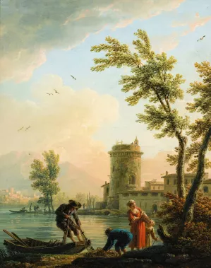 Fishers at Sunrise by Claude-Joseph Vernet Oil Painting