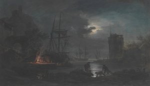 Moonlight by Claude-Joseph Vernet Oil Painting