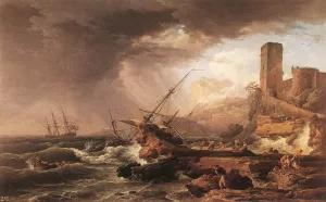 Storm with a Shipwreck Oil painting by Claude-Joseph Vernet