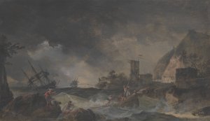 Storm by Claude-Joseph Vernet Oil Painting