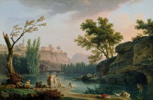 Summer Evening, Landscape in Italy by Claude-Joseph Vernet Oil Painting