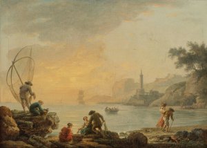 Sunrise With Fishermen by Claude-Joseph Vernet Oil Painting