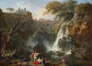 The Waterfalls at Tivoli, with the Villa of Maecenas by Claude-Joseph Vernet Oil Painting