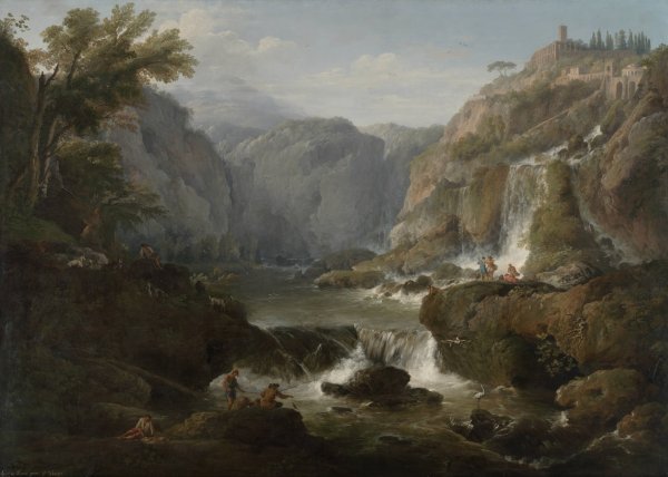 The Waterfalls at Tivoli  by Claude-Joseph Vernet - Hand-Painted Oil Painting Reproduction