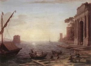 A Seaport at Sunrise painting by Claude Lorrain