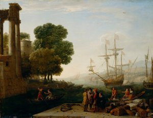 A Seaport at Sunset by Claude Lorrain Oil Painting