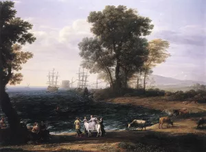Coast Scene with the Rape of Europa by Claude Lorrain Oil Painting