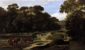Forest Path with Herdsmen and Herd by Claude Lorrain Oil Painting