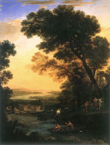 Ideal Landscape with the Flight into Egypt by Claude Lorrain - Hand-Painted Oil Painting Reproduction