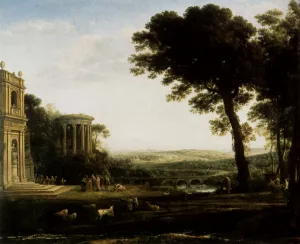 Landscape With A Sacrifice To Apollo by Claude Lorrain Oil Painting