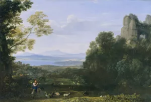 Landscape with Apollo and Mercury by Claude Lorrain Oil Painting