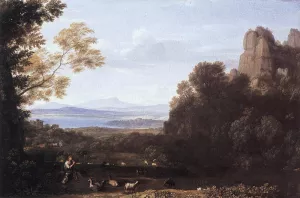 Landscape with Apollo and Mercury by Claude Lorrain Oil Painting