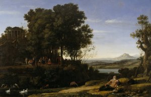 Landscape with Apollo and the Muses by Claude Lorrain Oil Painting