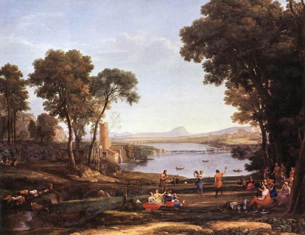 Main Product Photo of Landscape with Dancing Figures Painting by Claude Lorrain