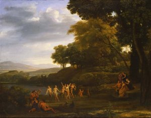 Landscape with Dancing Satyrs and Nymphs by Claude Lorrain Oil Painting