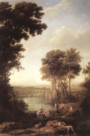 Landscape with the Finding of Moses by Claude Lorrain - Oil Painting Reproduction