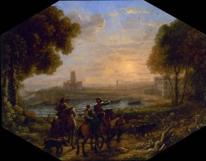 Paysage avec le port de Santa Marinella Oil painting by Claude Lorrain
