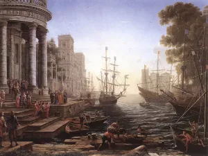 Port Scene with the Embarkation of St Ursula by Claude Lorrain Oil Painting