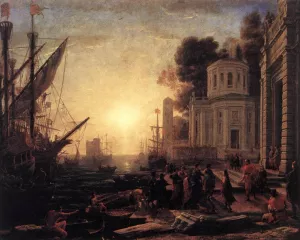 The Disembarkation of Cleopatra at Tarsus painting by Claude Lorrain