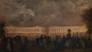 Illumination de la place Louis-XV a l'occasion de la naissance du dauphin, en octobre 1781 by Claude-Louis Chatelet Oil Painting